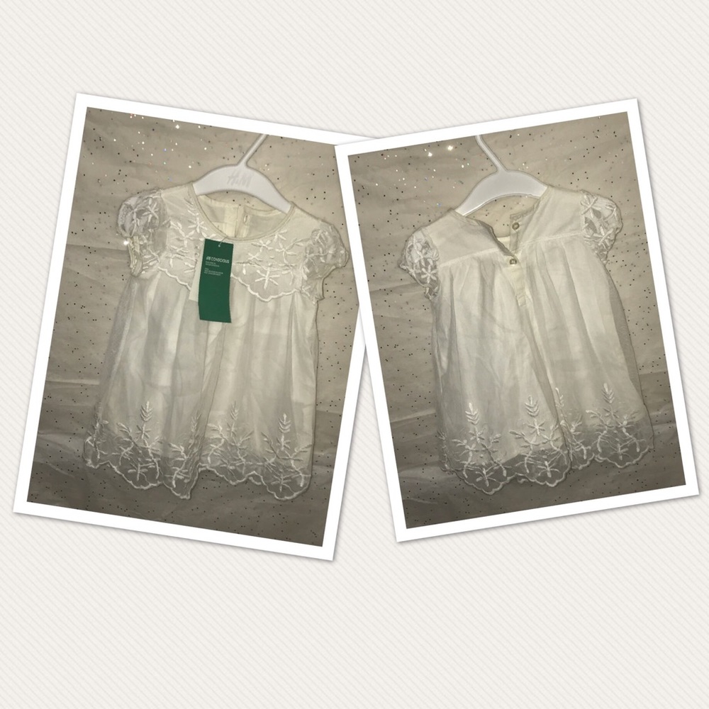 White infant girls floral design dress